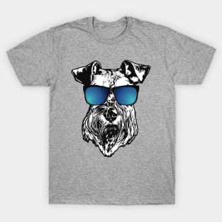 Schnauzer With Cool Blue Sunglasses T-Shirt